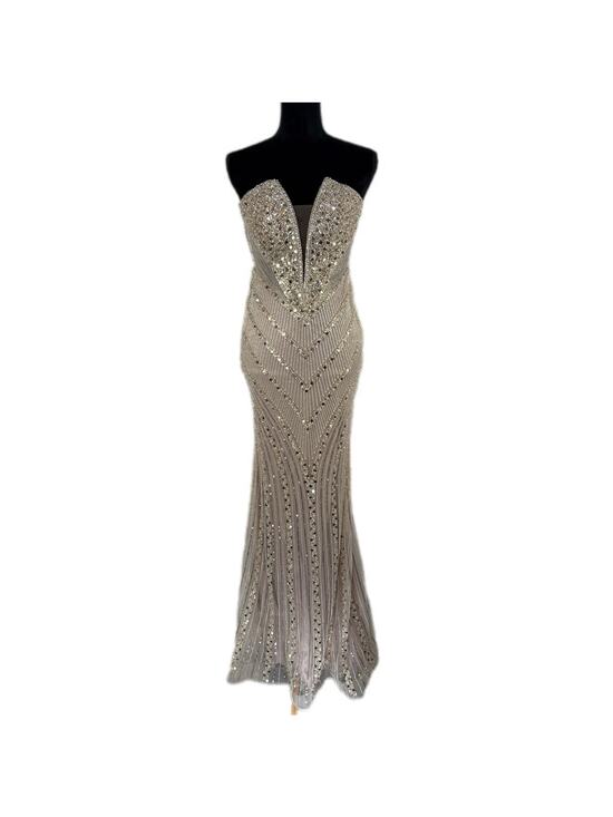 Ladivine Dresses & Skirts - Ladivine Strapless Fitted Beaded Gown in Champagne CD0216 - Women's Size 4